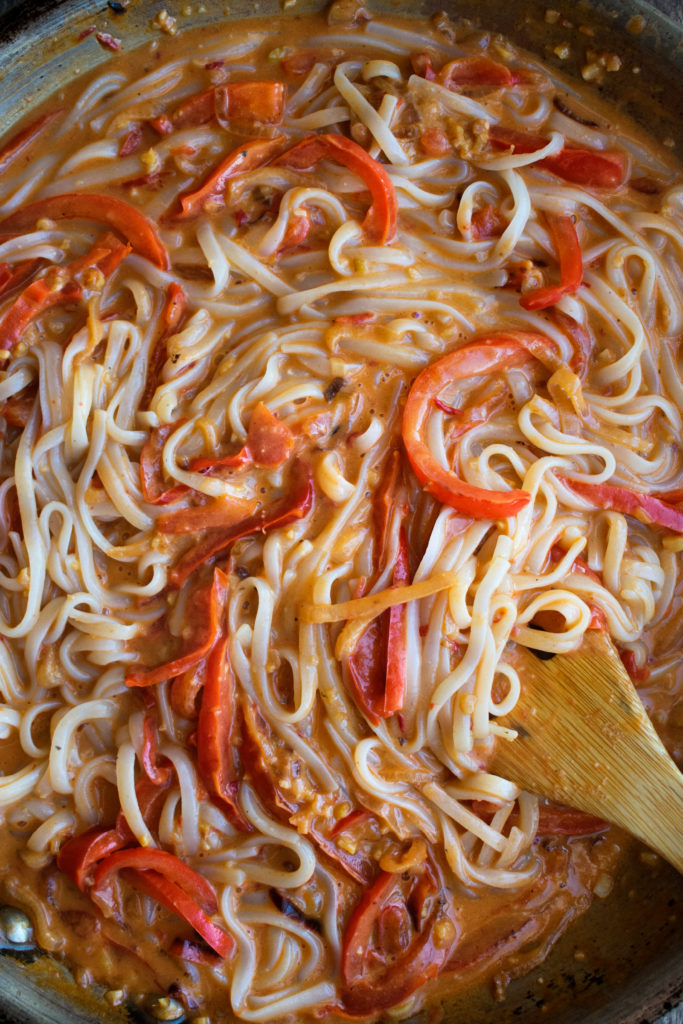 Spicy Sambal Peanut Noodles